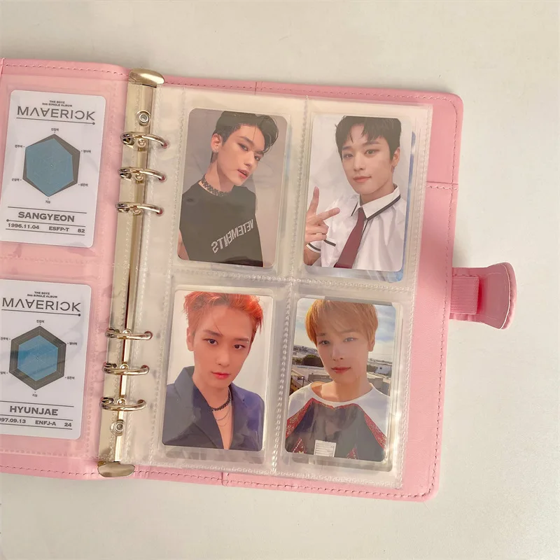 MINKYS Ins Heißer Weiß Rosa Kawaii A5 A7 A8 Kpop Photocard Binder Foto Karten Sammeln Buch Album PU Leder Notebook schreibwaren – Detail 6