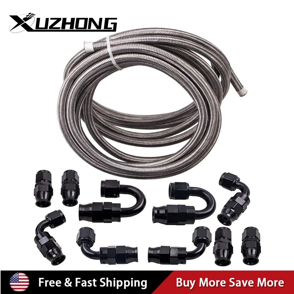 

20FT AN6 3/8" Stainless Steel Braided CPE Fuel/Oil Hose Line & Fittings Kits