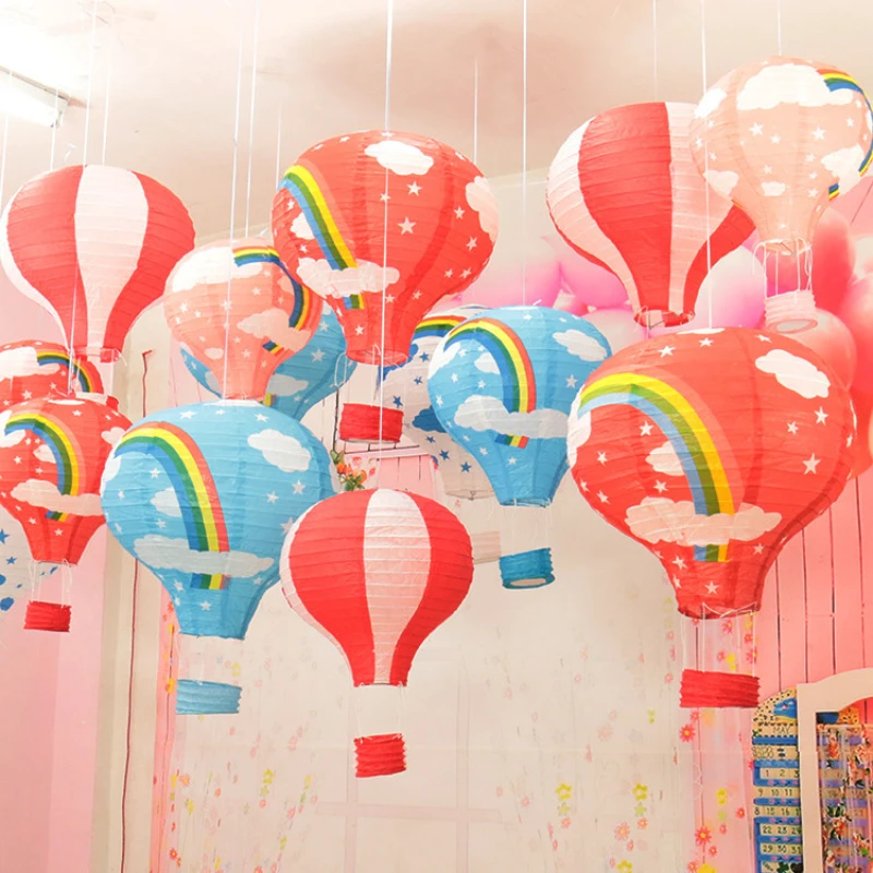 12''30cm Regenbogen-Laterne Heißluftballon Papierlaterne Kindergeburtstag Hochzeit Hängelampe DIY Weihnachtsfest Dekor Laternen