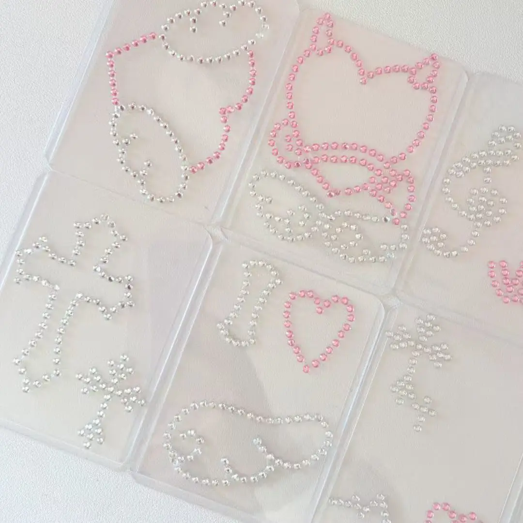 INS 3D Rhinestone Chain Frame Stickers Korean Wing Note Crystal Diamond Photocard Decor Decals