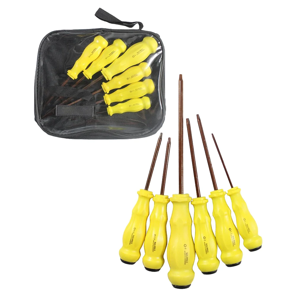 6PCS Square-Torx Screwdriver Set Alloy Steel Yellow 75mm 100mm 150mm For Mobile Phone Computer Car Motorcycle Repair Hand Tool