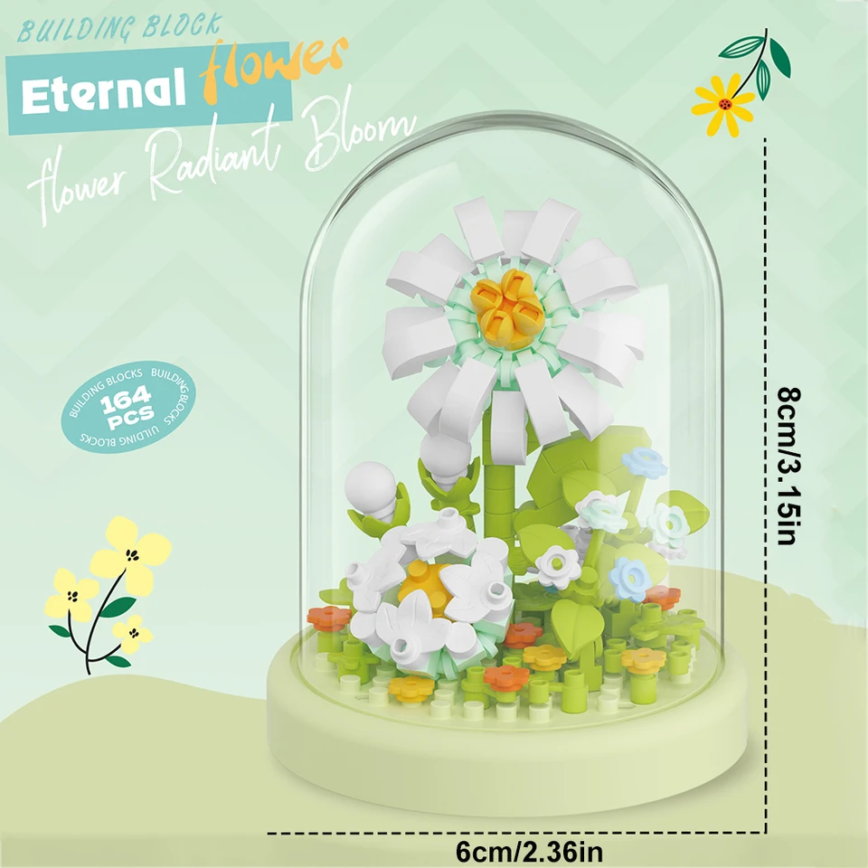 DIY Eternal Flower Bouquet Bonsai Potted Plant Micro Building