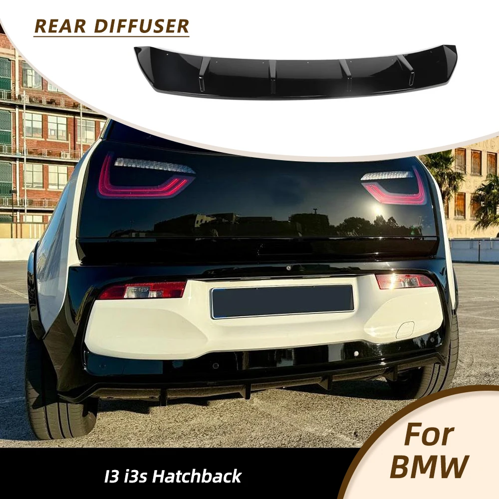 Car Rear Bumper Diffuser for BMW i3 i3s Hatchback 2018-2020 Car Rear Bumper Diffuser Chin Spoiler Rear Body Kits FRP Gloss Black