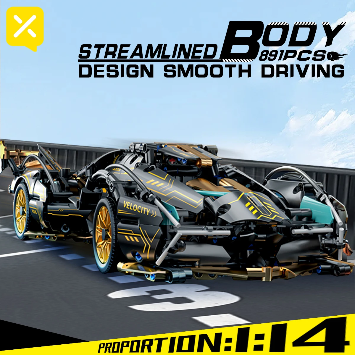 

V12 Black Gold Model Building Block Toy 900+PCS Decoration Cyberpunk Sports Racing Car Gift For Kids Adults Christmas Gifts