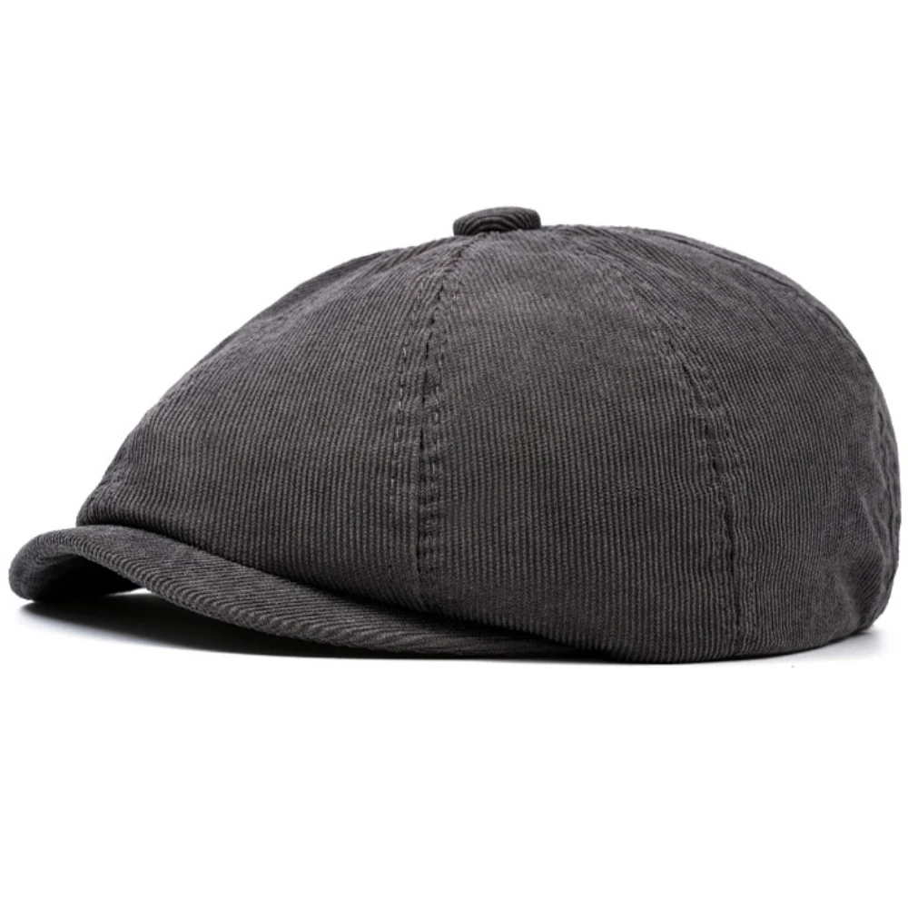 HT4403 New Men Women Berets Vintage Solid Plain Beret Hat Male Female Octagonal Flat Cap Retro Corduroy Spring Autumn Beret Cap