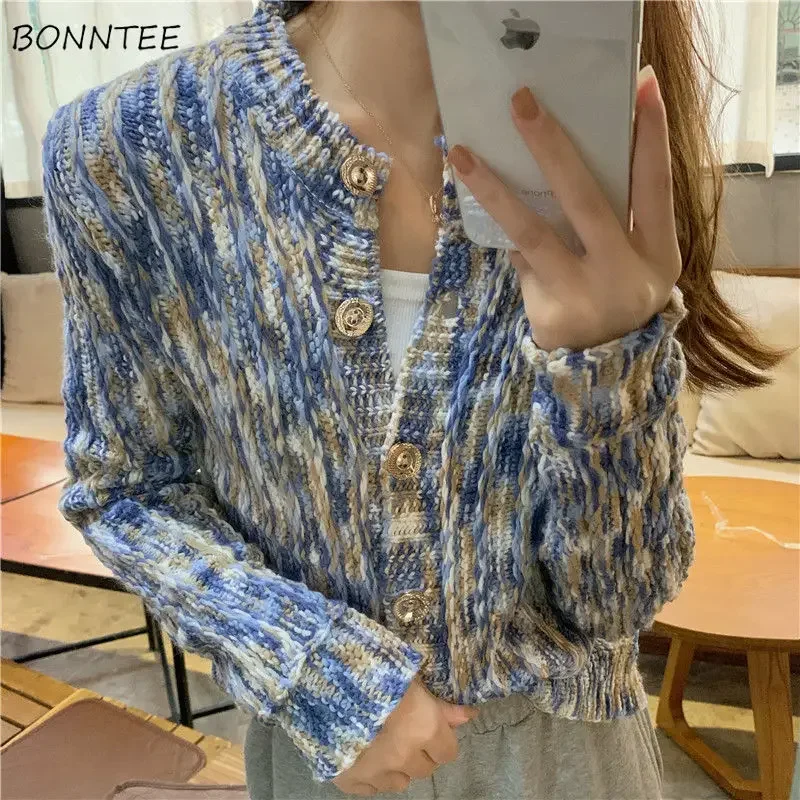 

Cardigan Women Colorful All-match Chic Trendy Streetwear Casual Panelled Single Breasted Loose Female Sweater Korean Style Ins