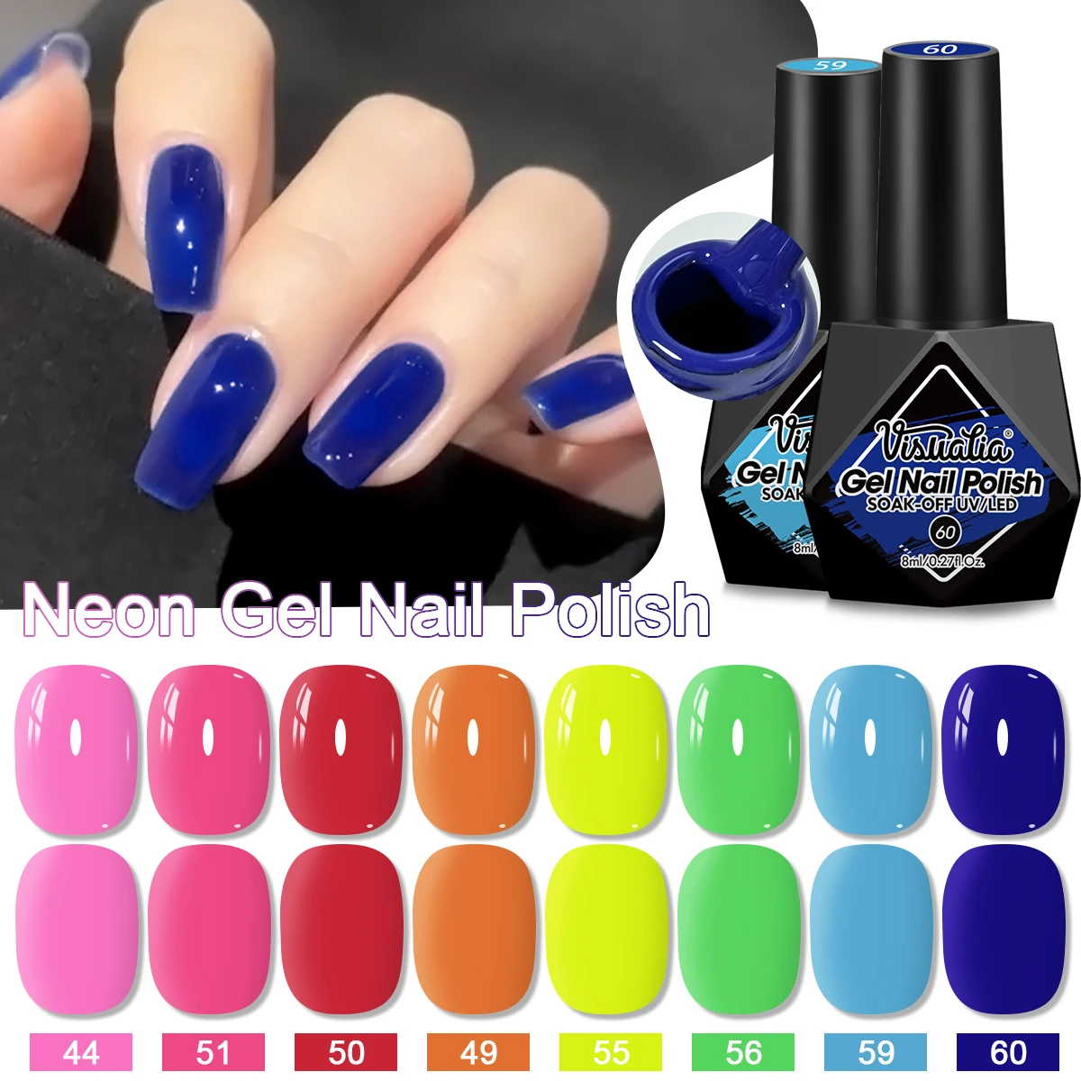 วิซูอาติอา 0.27 ออนซ์ เจลทาเล็บ/เจลทาเล็บกึ่งถาวรแบบ LED เหมาะสำหรับทุกฤดูกาล ต้องมีสำหรับร้านทำเล็บที่บ้าน ตัวเลือกแรกสำหรับของขวัญสำหรับผู้หญิง