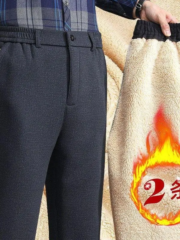 

Утепленные хлопковые брюки с высокой талией для мужчин, свободного кроя, теплые, для активного отдыха