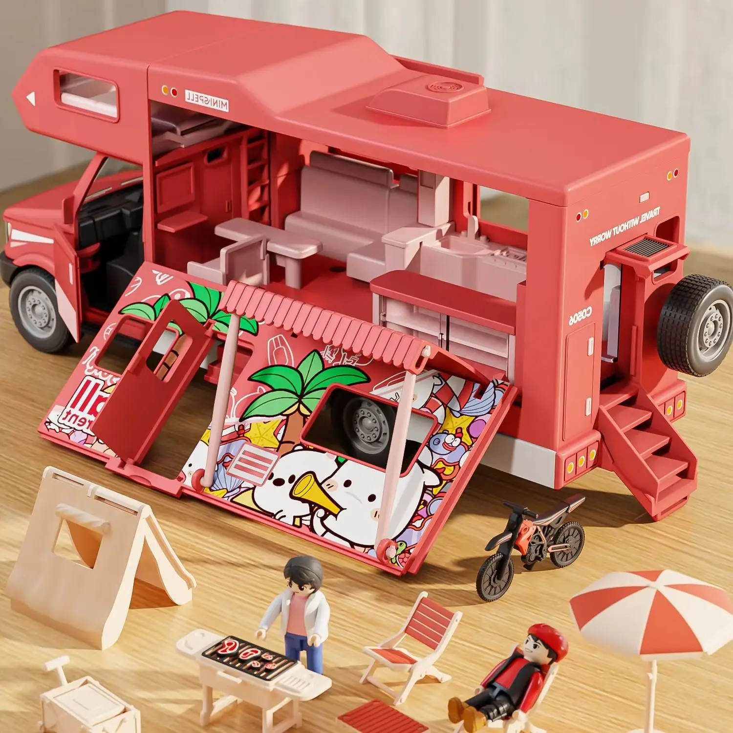 

Large RV toy car, children's camping vehicle, model bus, simulation car toy, pretend play dollhouse