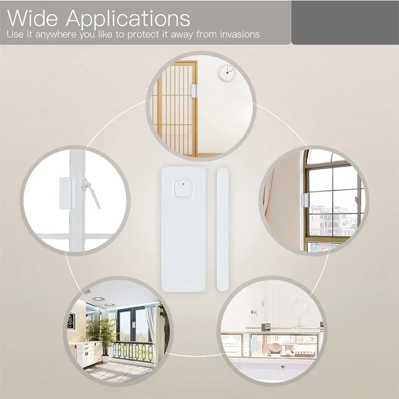 WiFi Smart Door Window Sensor Tuya APP Notification Alerts Home Alarm Security Detector, Compatible with Alexa Google Home
