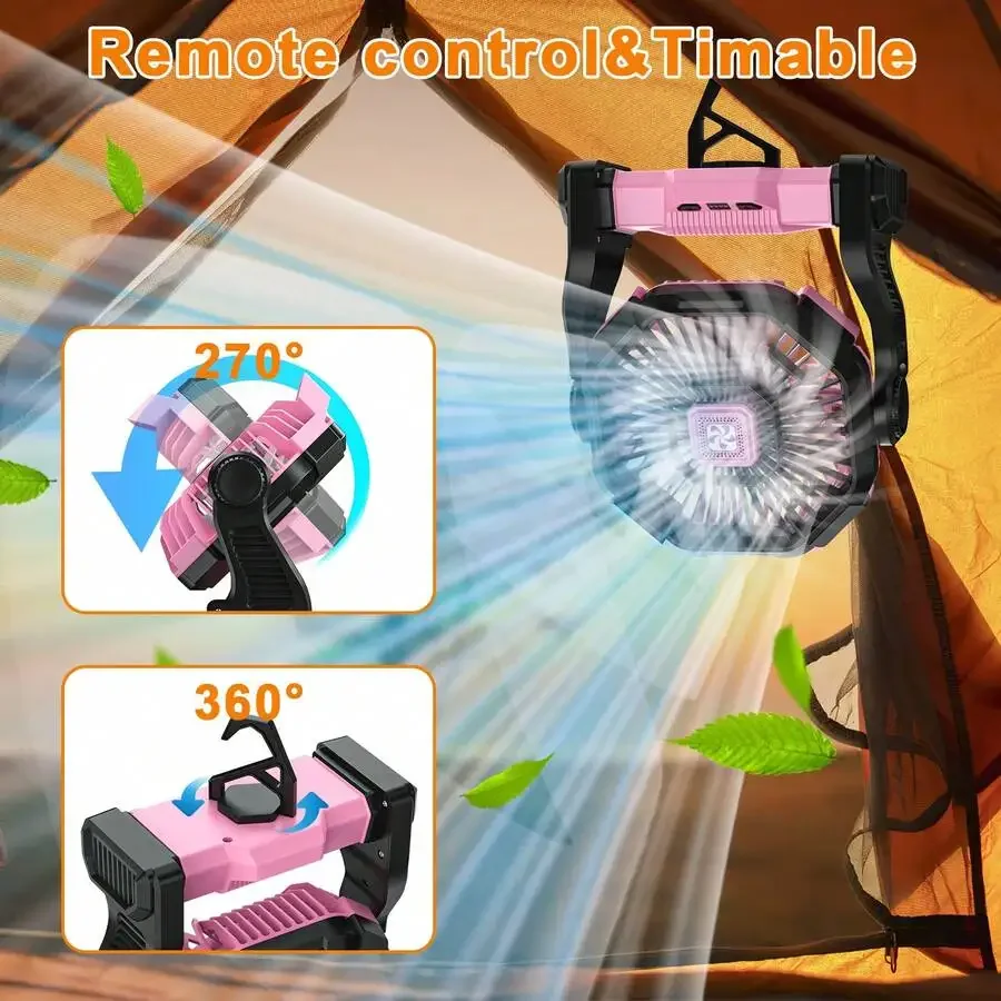 Draagbare led campinglantaarn met ventilator met 4 snelheden_voghion.com