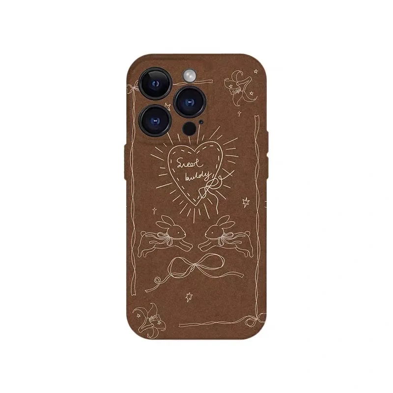 

Brown Retro Line Bunny Phone Case for IPHONE 17 Air 16E 15 PROMAX 14 Plus 13 12 MINI 11 PRO 16Plus XR XS MAX Acrylic Phone Cover