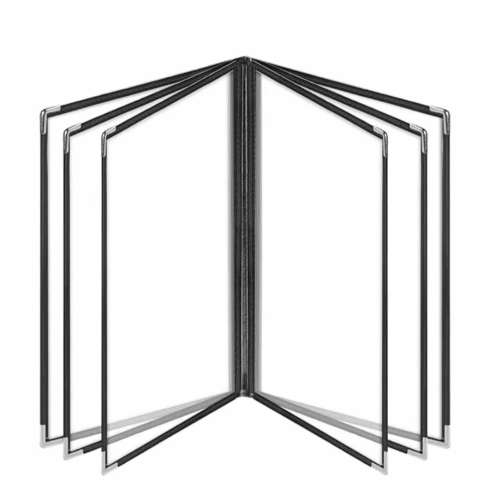 

Foldable PVC Transparent Menu Cover Reusable Metal Corners Menus Price Display Book Protective Waterproof Loose Leaf Binder