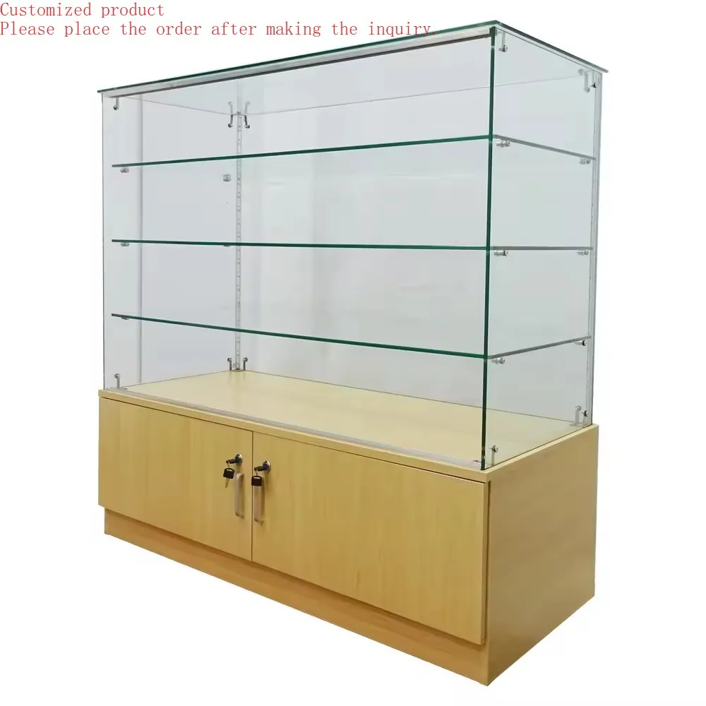 

Custom.Tempered Glass 8mm Sliding Door MDF Board Bottom Counter Glass Display showcase