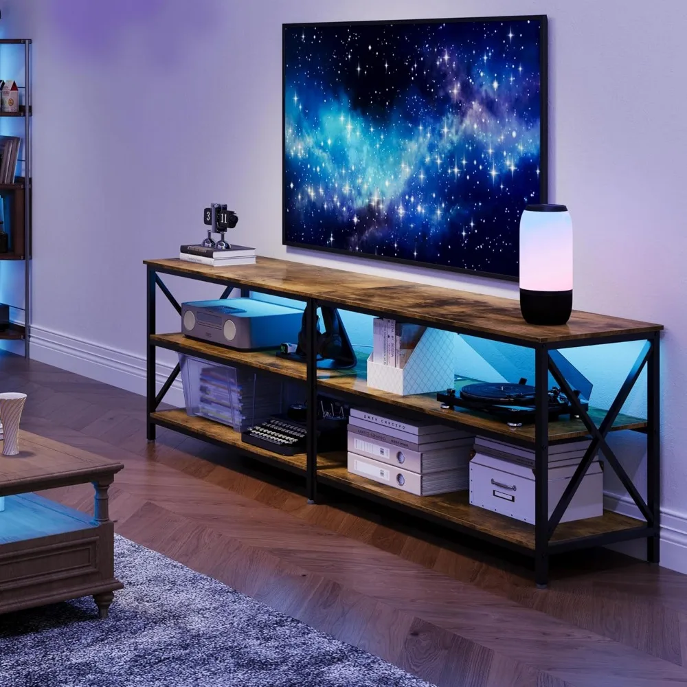 

TV Stand with Power Outlet for 70 Inch TV, Industrial TV Console Table for Living Room, Entertainment Center