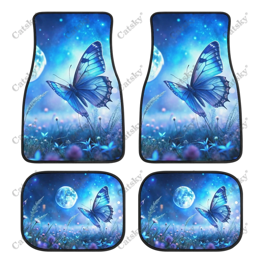 Butterfly Wonderland Car Auto Floor Mats Carpet, 4PCS Customized Cars Mat All Weather Automotive Vehicle Pad Stylish