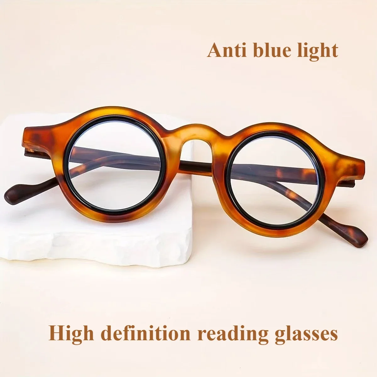 Anti-Blaulicht-Lesebrille für Damen mit hochauflösendem, dickem Retro-Rundrahmen für Menschen mittleren Alters und ältere Menschen