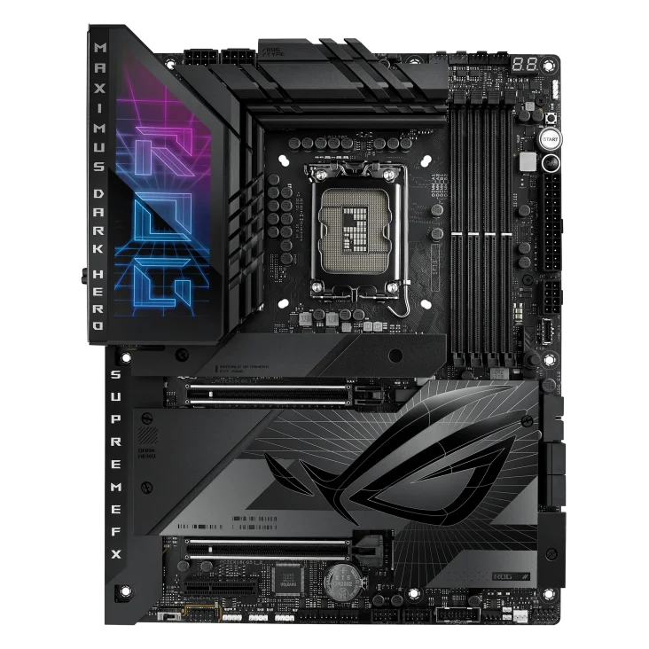 

ROG MAXIMUS Z790 DARK HERO LGA1700 Материнская плата для настольных игр с двойным DDR5 M.2 PCIe 5,0 192 ГБ Wi-Fi 7 AI с охлаждением для процессора