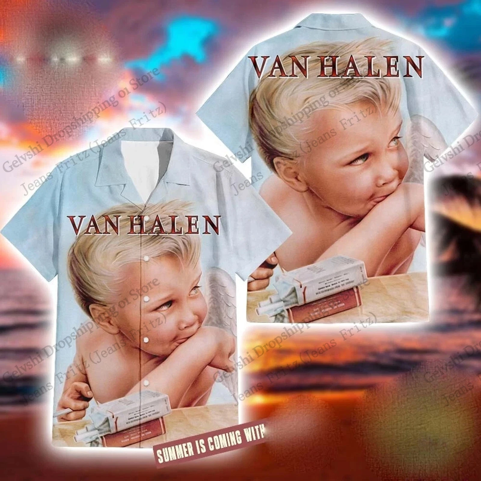 New Vintage Rock Band Van Halen Album Stampa 3D Camicia hawaiana Uomo Donna Moda Hip Hop Camicia a maniche corte Van Halen Tour Camicetta