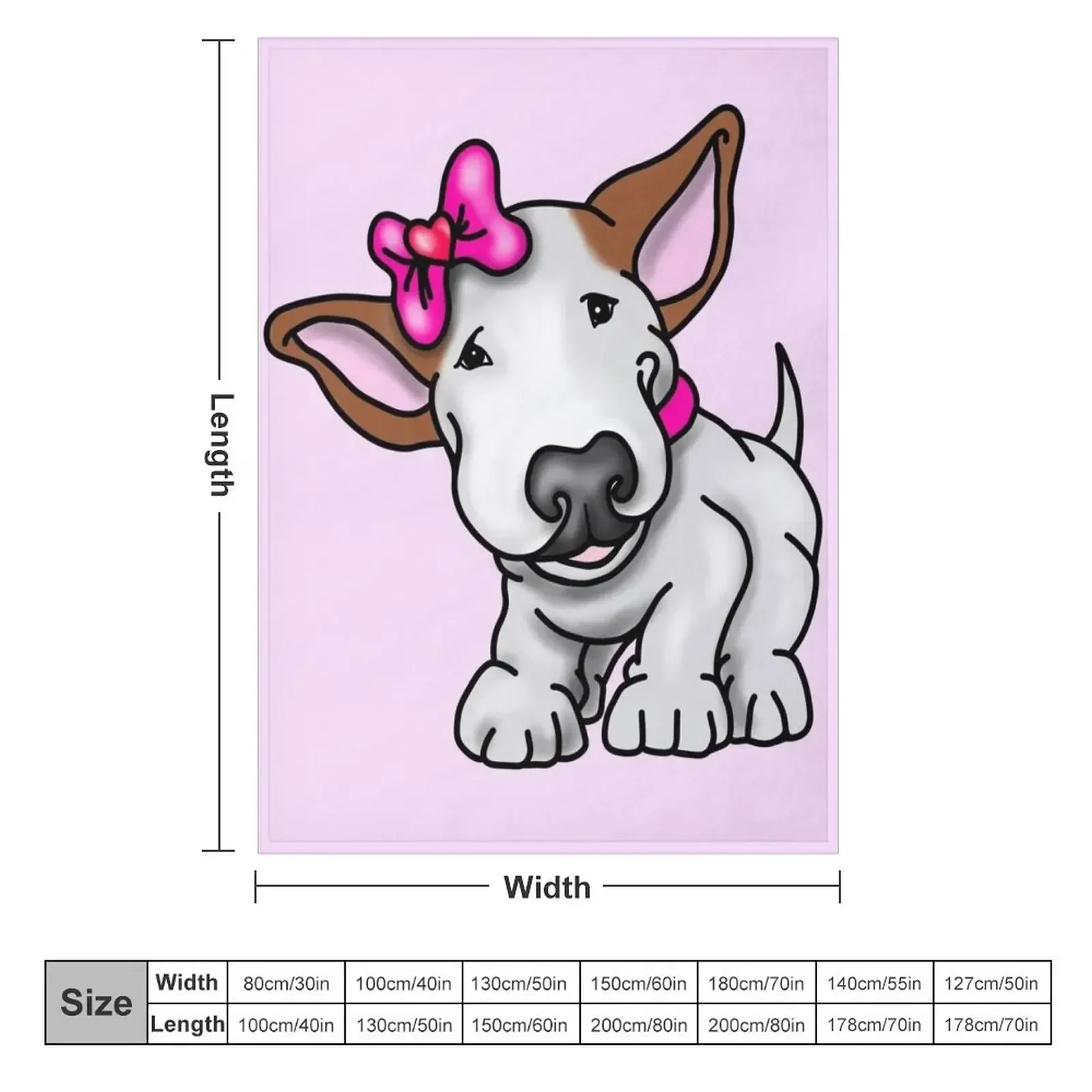 Bow Bullterrier Throw Blanket couch cozy soft plush fuzzy picnic outdoor blanket