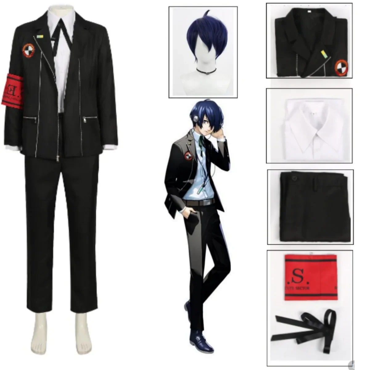 

Game Persona3 Reload Disguise Costume Yuuki Makoto Cosplay Costume Wig Boy Men School Uniform Outfits Roleplay Halloween Suit