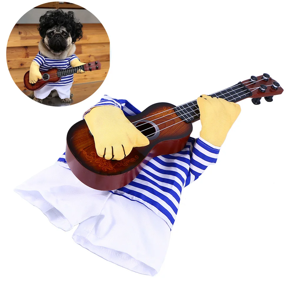 

Dog Playing Guitar Fancy Costume Puppy Costume Size M Colorful Design for Photography Cosplay Party Christmas Gift