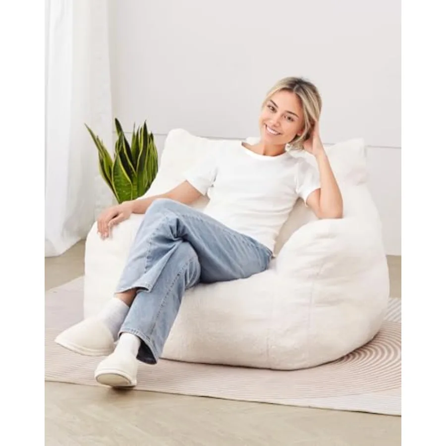 

Bean Bag Chair Bean Bag Chair with Soft Armrests and Storage Pocket 25D Memory Foam Filled with Soft Teddy Velvet Cover Bean Ba