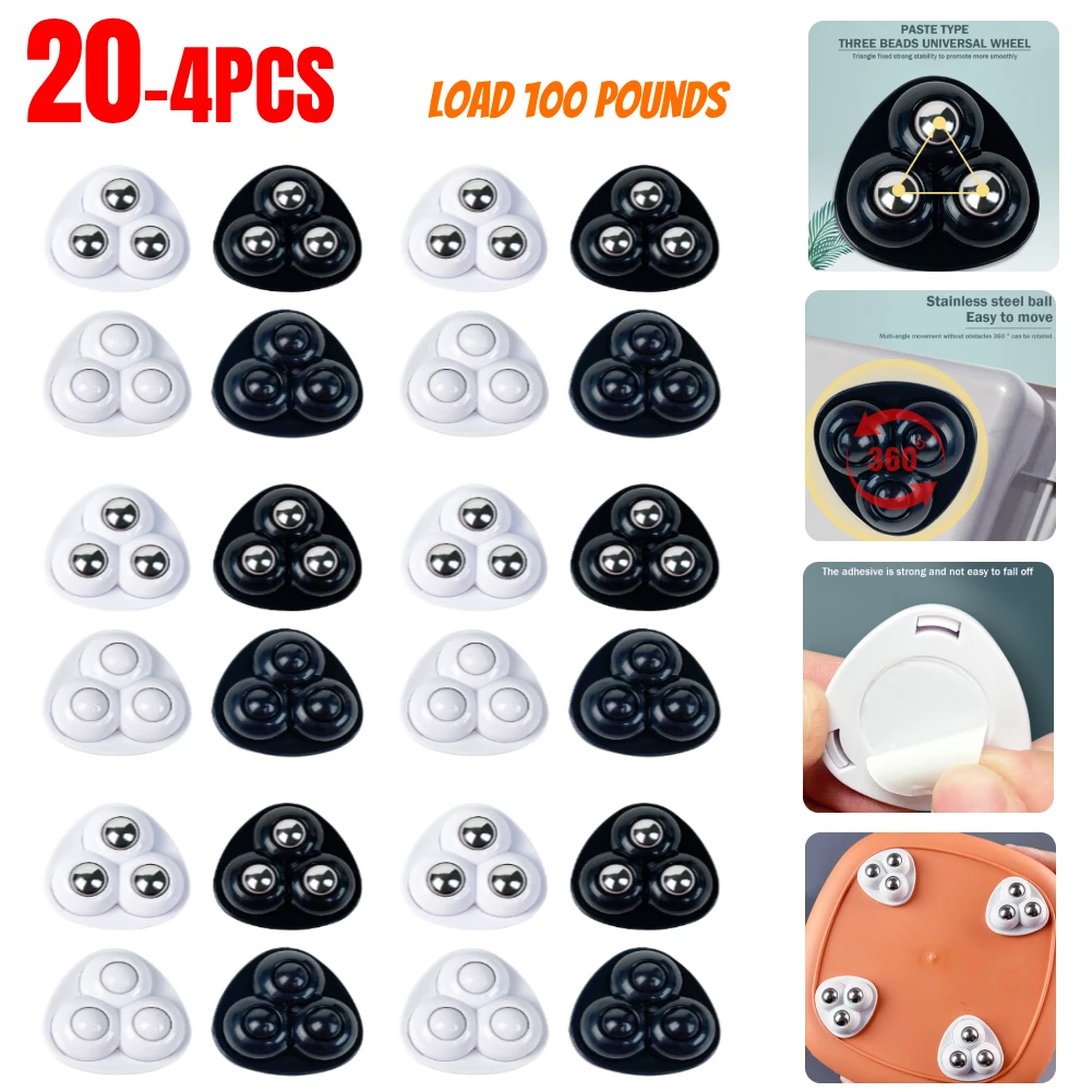 20-4PCS Self-Adhesive Universal Pulley Rotating Wheels Mini Mute Swivel Casters Wheels for Furniture Storage Box Trash Can