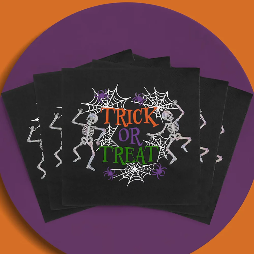 10 pcs Halloween Trick or Treat Napkins 3 ply Party Spiderweb Supplies Spooky Tableware for decoration supplies favors gift boo