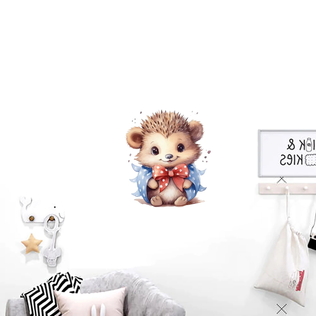 Three Ratels Q17 Cute cartoon hedgehog stickers for children's bedroom wall stickers