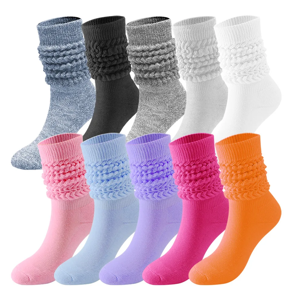 Candy Slouch Socks Cotton Women\'s Casual Loose Knee Length Hosiery Men Women Long Stockings Autumn/Winter Warm Stacked Socks 양말