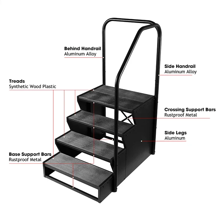 New product popular 4 tier step for swim spa aluminum spa step with armrests suitable for large swimming pools and jacuzzis