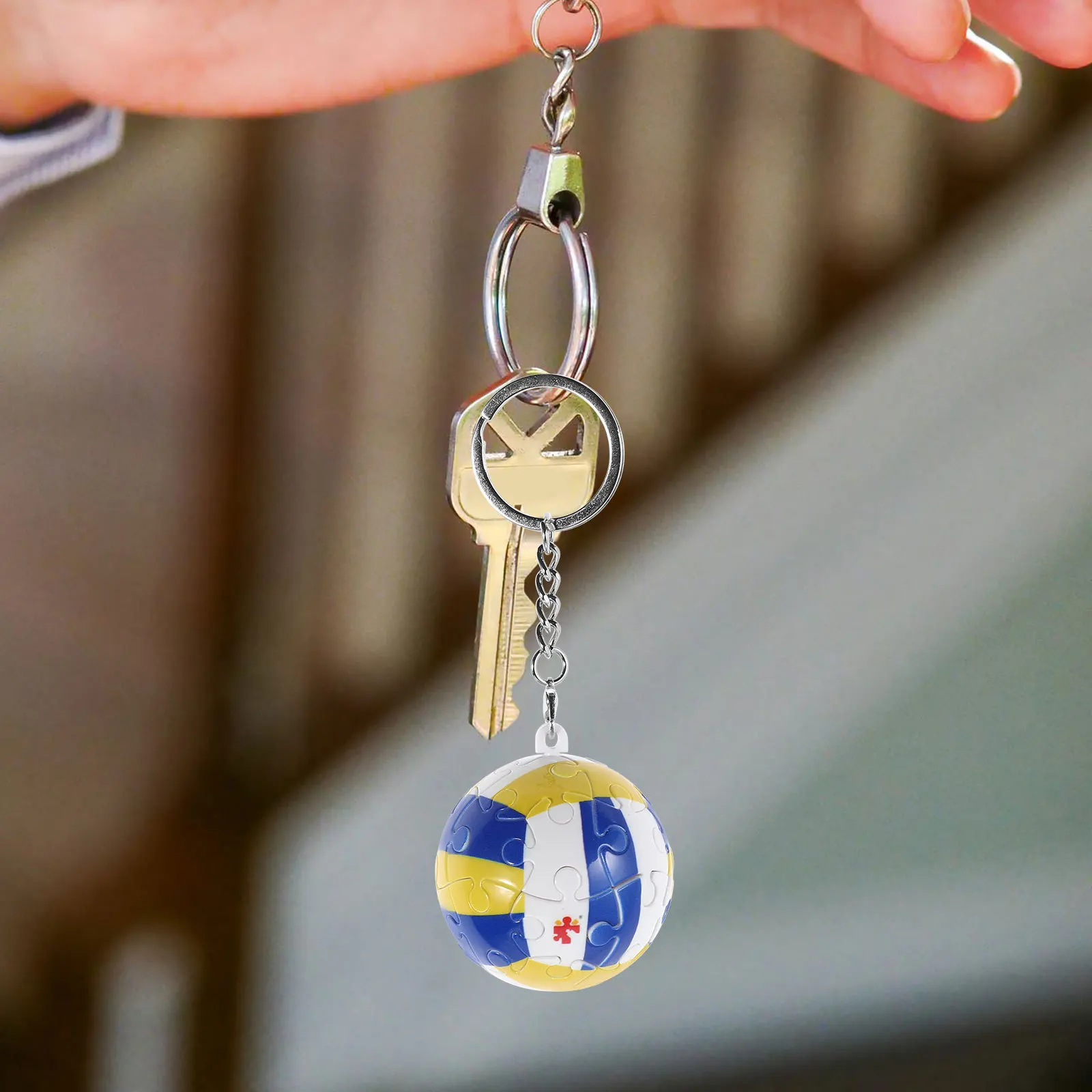 

3D Puzzle Volleyball Keychain Creative Sports Souvenir Party Favors Bag Decoration Key Ring for Backpacks Purses Car Keys