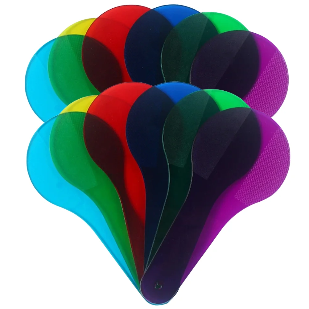 

12 Color Translucent Film Filter Paddles 6 Pieces Set Safe ABS Material Polished Edges Kids Science Class Teaching Accessory