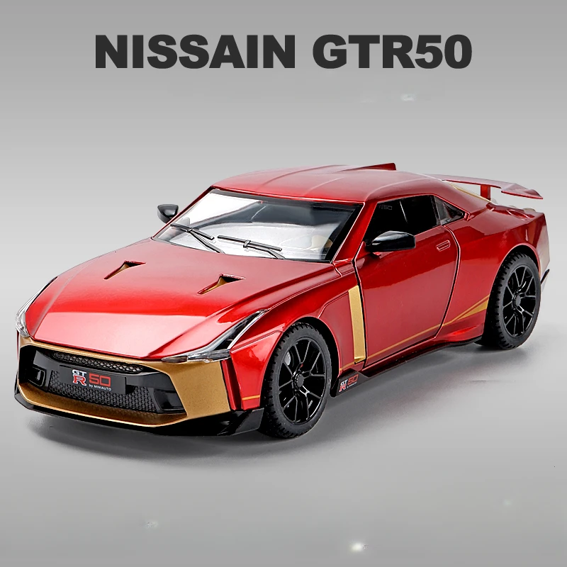 Simualtion 1:24 Nissan GTR 50TH Alloy Car Model Collective Casting Metal Voiture Miniature Home Decor Sound Light Kids Boys Toys