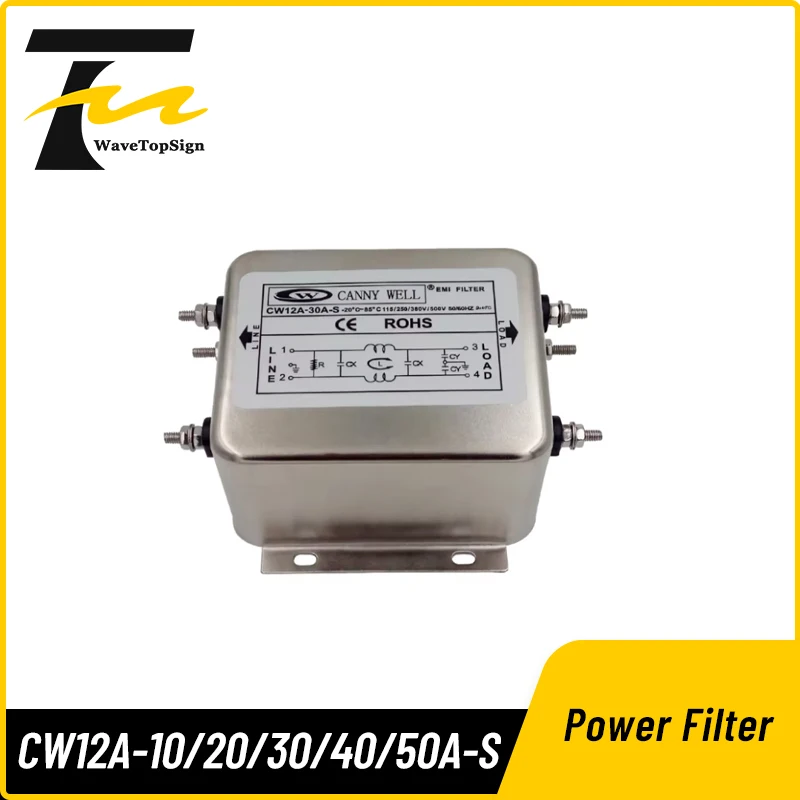 CANNY WELL Power Filter CW12A-10A 20A 30A 40A 50A 60A 80A -S Signle AC 220v входной фильтр разъем однофазный 220VAC