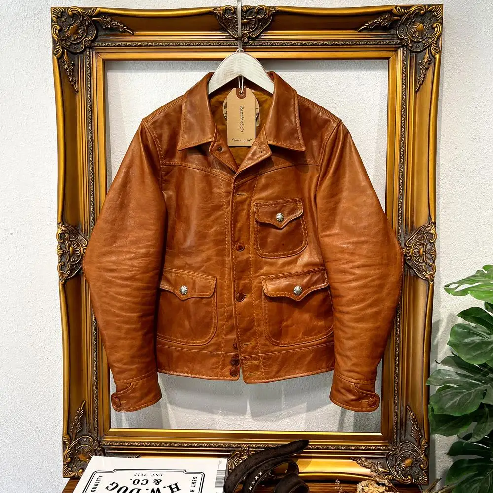 

Restoring ancient ways without painted batiks calfskin RL American western brief paragraph leather leather jacket