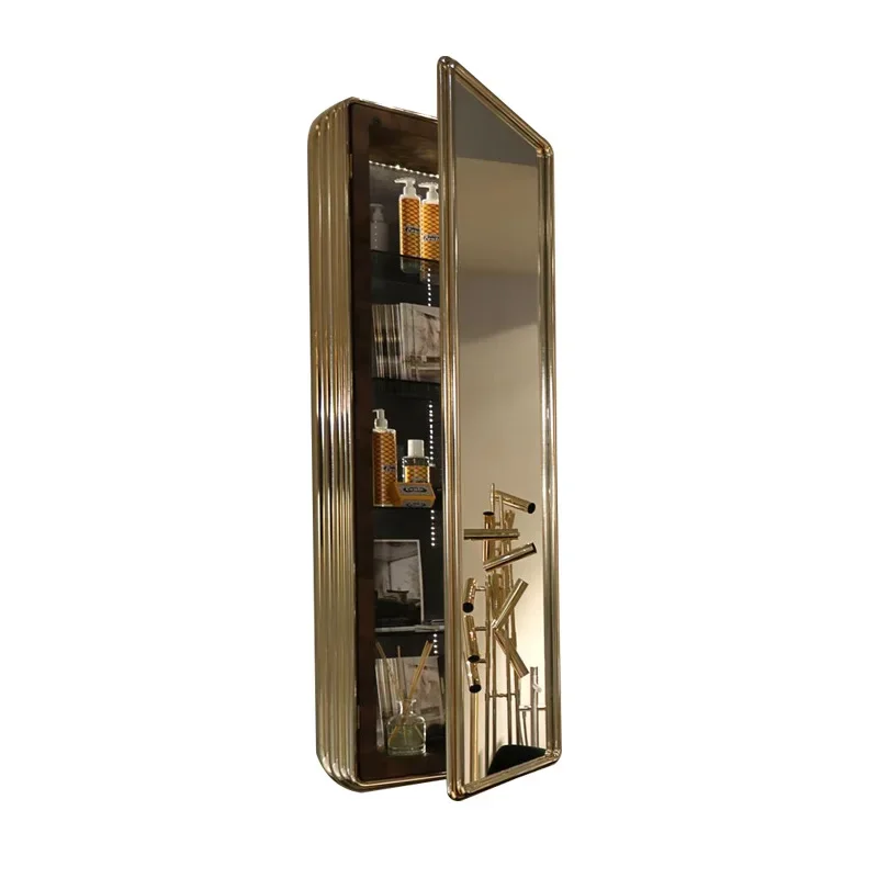 Portugal light luxury premium metal mirror cabinet villa hotel bathroom wall-mounted locker