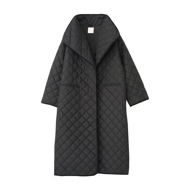 Totem* Winter New women coat Diamond checkered loose silhouette medium length cotton jacket Fashion classics