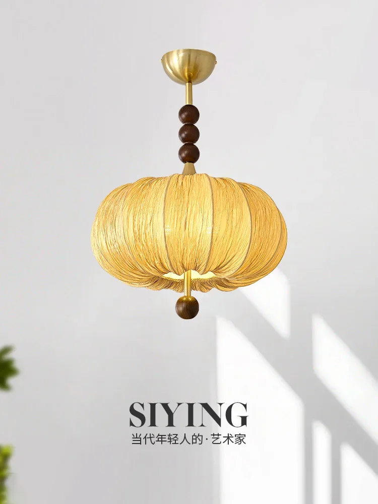 

Vintage Loft Bedroom Fabric Pendant Light Creative Dining Room Art Ceiling Chandeliers Kitchen Island Gold Lantern Hanging Lamps