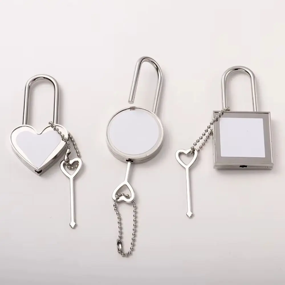 Heart Shaped Thermal Transfer Lock Square Shaped Round Shaped Love Lock Mini Size Zinc Alloy Heart Shaped Lock Wishing Lock