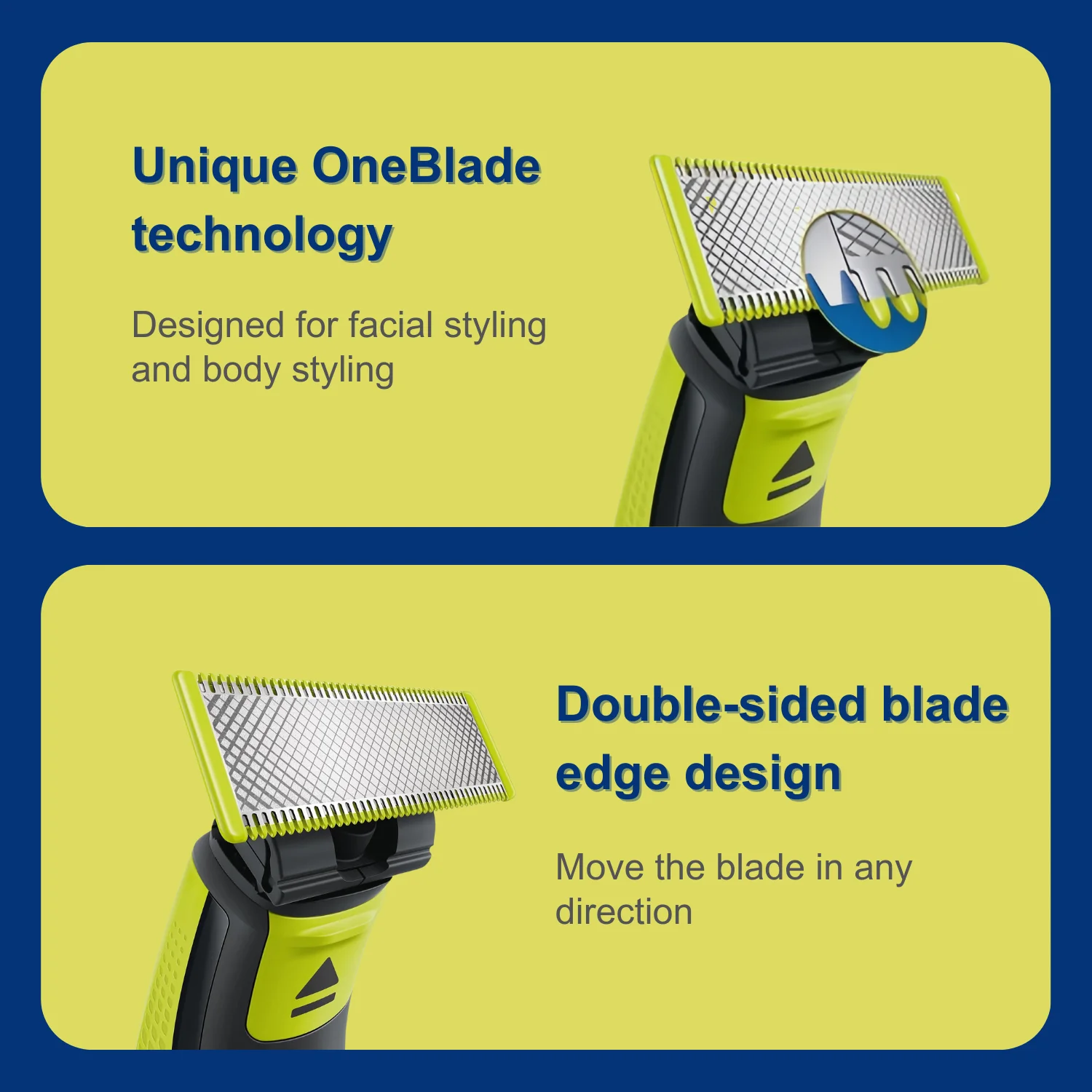 Philips Norelco OneBlade Shaver QP2520/70, No Original Box, Wet & Dry, Double Sided Blades