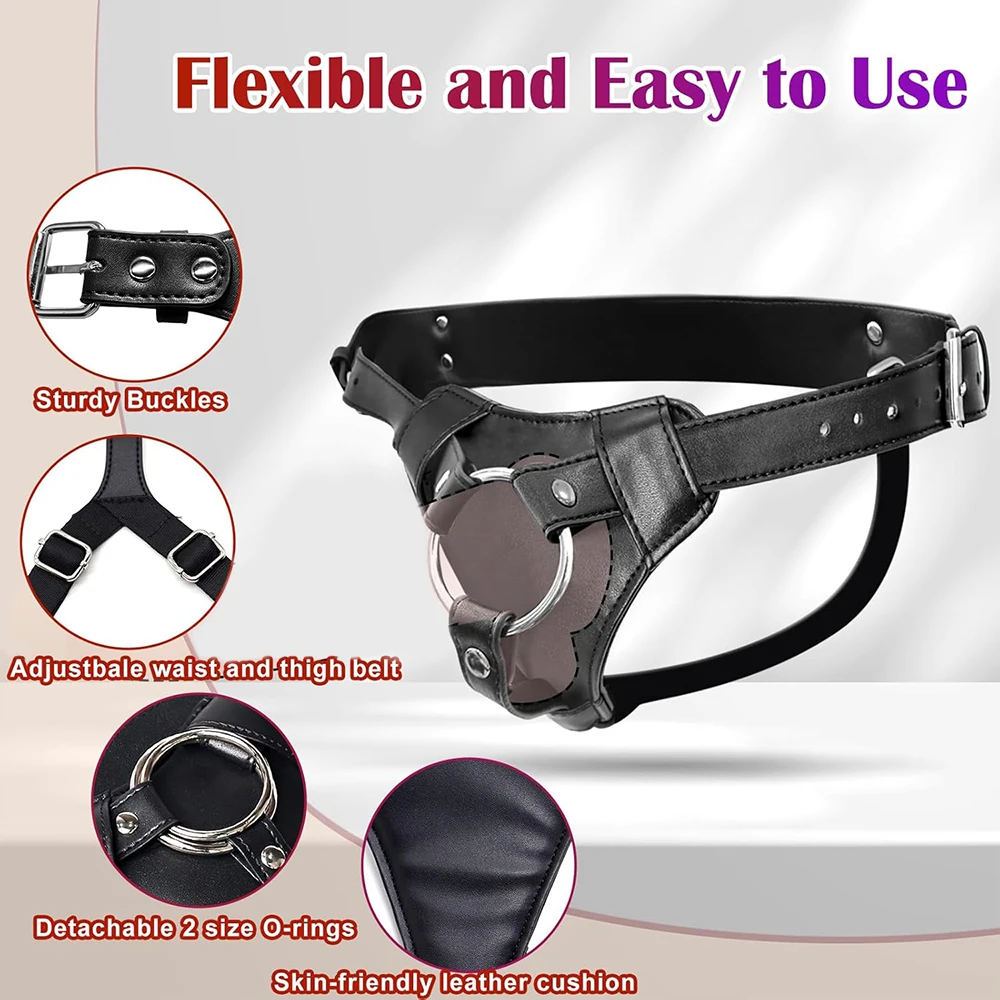 Strap On Dildo Harness Adult Sex Toys for Women Men Pegging Dildo Adjustable Waist Thigh Soft Nylon Vegan Leather Belt Lesbian