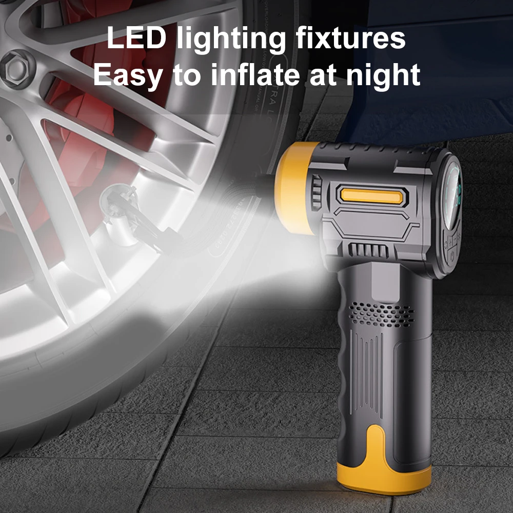 

Electric Car Tire Air Pump Wireless Inflator Rechargeable Air Compressor with LED Light Digital Display Inflator for Car Boat