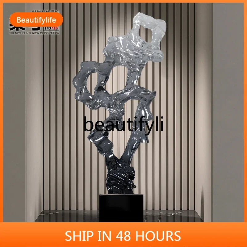 

A48 Taihu Stone Entrance Decoration Modern Minimalist Abstract Living Room Partition Niche Transparent Glass Light Luxury