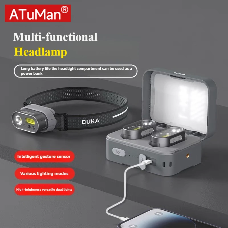 

Налобный фонарь DUKA ATuMan MH1 Smart: многофункциональный, с управлением жестами и двойным контролем, водонепроницаемый, для активного отдыха