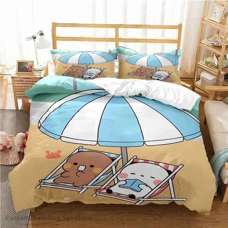 Couple Duvet Cover Cute Bubu Dudu Cartoon Bear Panda Kawaii Bedding Set Assorted Designs Soft Queen King Size Single Double Gift
