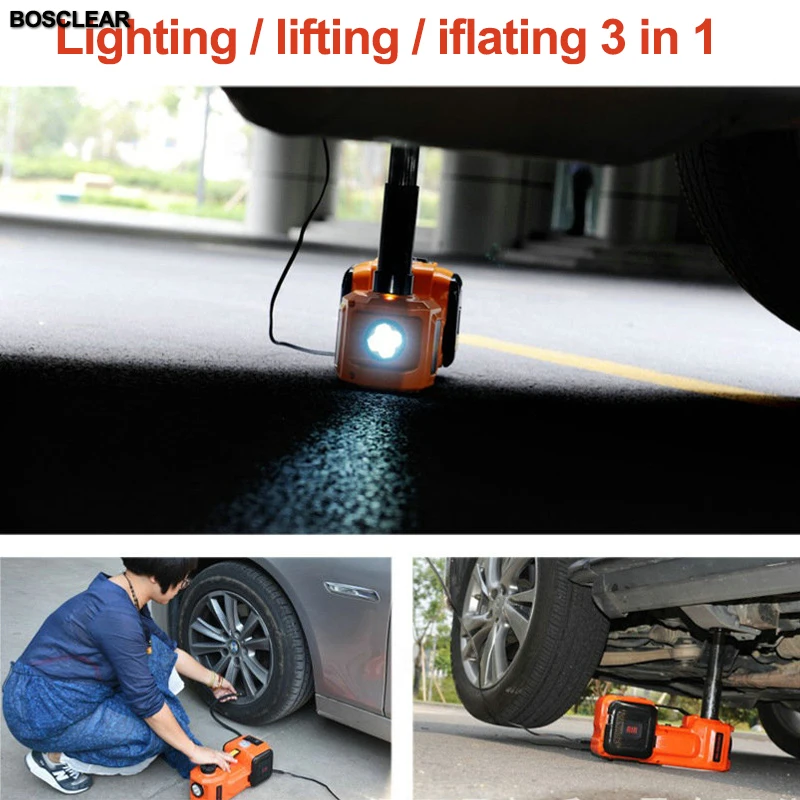 

Tire Change Tools Box Professional Electric Car Hydraulic Lift Jack 5Ton Tire Inflator Pump And Led Flashlight With Safe Hammer