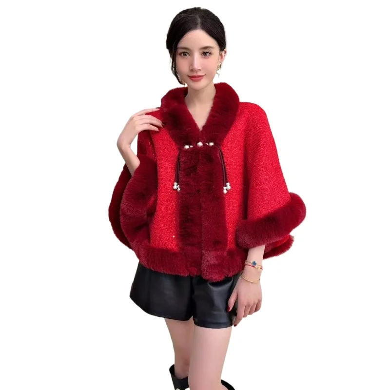 ZXRYXGS Temperament Trend Faux Fur Shawl Women Jackets Noble Elegant Autumn Winter Coat Women's Clothing 2025