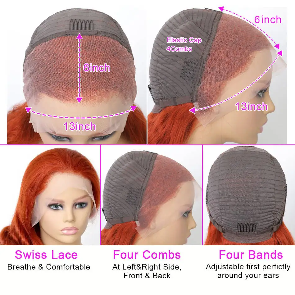 30 Inch Ginger Lace Front Wigs Human Hair 13x6 Deep Wave Wig Orange Ginger Wig Human Hair 350 Deep Curly Hd Lace Front Wigs 220%